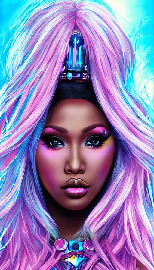 Image similar to nicki minaj | psytrance artwork, by artgerm