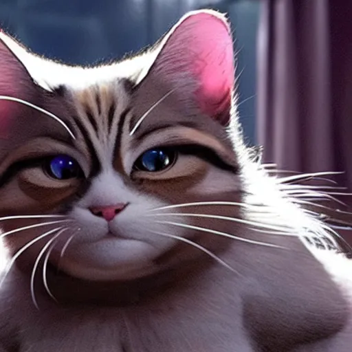 Image similar to movie still of danny devito as a cat in cats 2 0 1 9