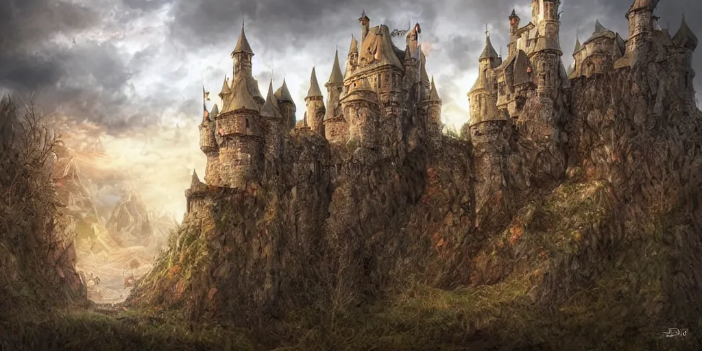 Image similar to A stunning fortress ran by dwarves, medieval style, digital art, masterpiece