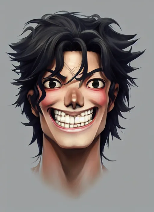 Prompt: centered!! macro head portrait of medieval smile smile king michael jackson, artstation, detailed cartoon, elegant, digital painting, concept art, smooth, sharp focus, illustration, ghibli, makoto shinkai, don bluth, fujita goro, jean giraud, akihiko yoshida, tom whalen 8 k