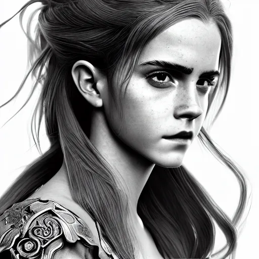 Image similar to emma watson as a long - red - haired female knight as an absurdly beautiful, elegant, young sensual anime girl,, ultrafine hyperrealistic detailed face illustration by kim jung gi, irakli nadar, intricate linework, sharp focus, bright colors, matte, final fantasy, unreal engine highly rendered, global illumination, radiant light, intricate environment