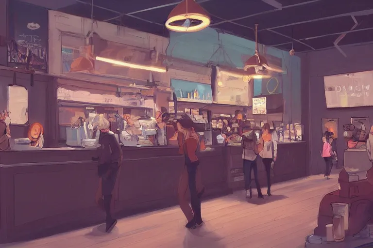 Image similar to new york coffee shop, by loish trending on artstation deviantart