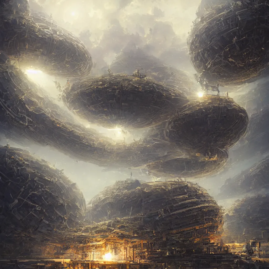 Prompt: extremely beautiful high detailed long portrait of dyson sphere program, by greg rutkowski, by rhads, by jesper ejsing, so many wires, sharp focus, man standing, colony, atom, crowd, city, cuber punk, ant colony