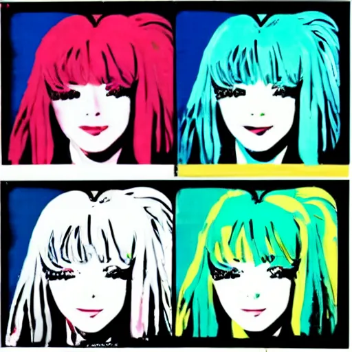 Image similar to hatsune miku painted by andy warhol