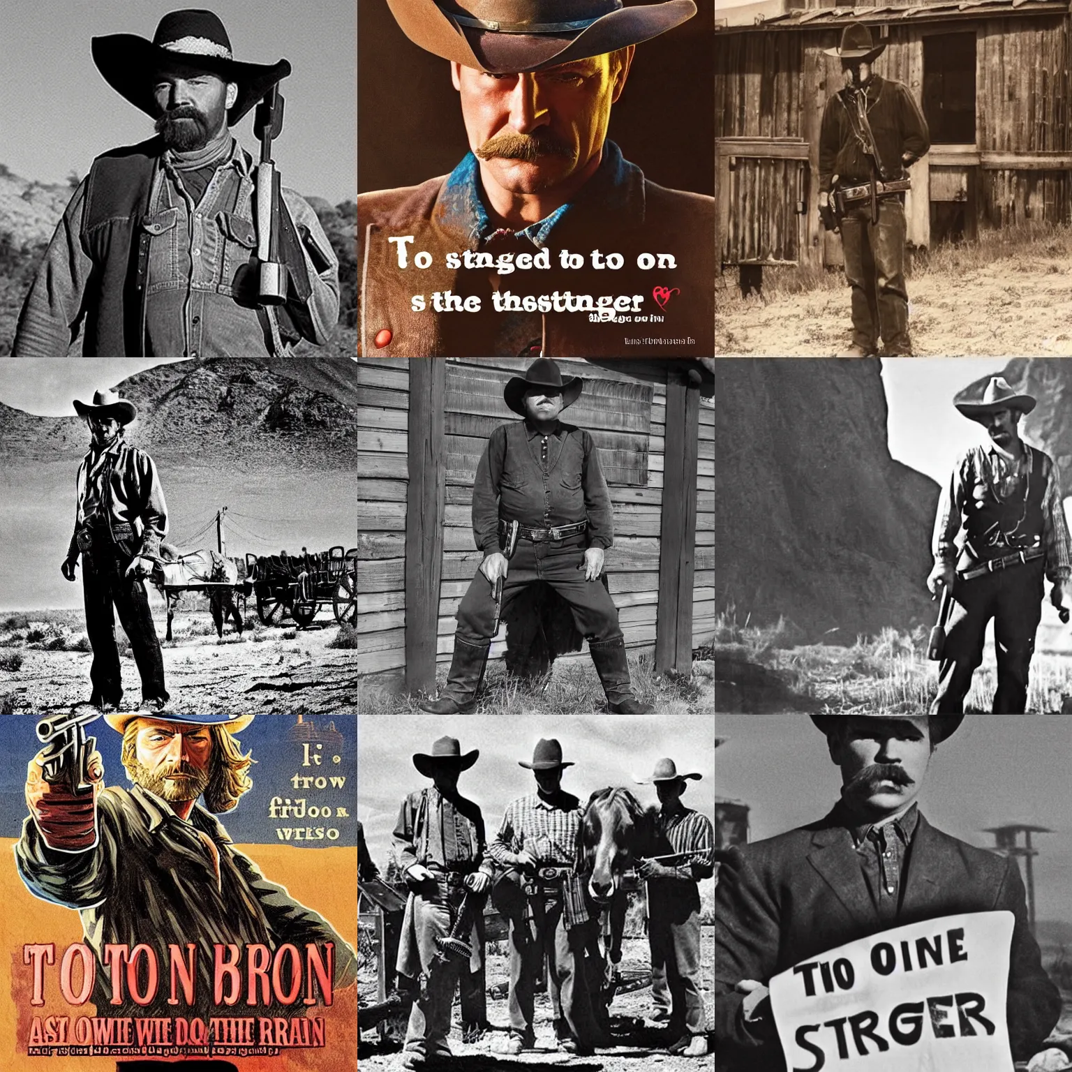Prompt: to the town of agua fria rode a stranger one fine day. hardly spoke to folks around him ; didn't have too much to say. no one dared to ask his business no one dared to make a slip. for the stranger there among them had a big iron on his hip, big iron on his hip.