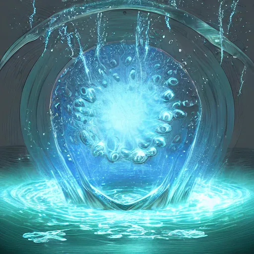 Prompt: magical water spell effects, highly detailed digital art