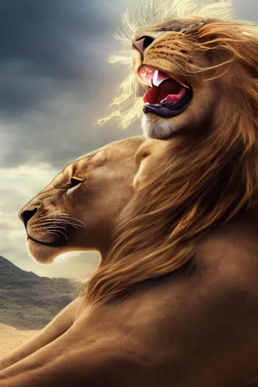 Image similar to girl riding a lion, extremely detailed, high quality, 4 k, cinematic, dramatic lightning, photo realistic, beautiful face, highly detailed face