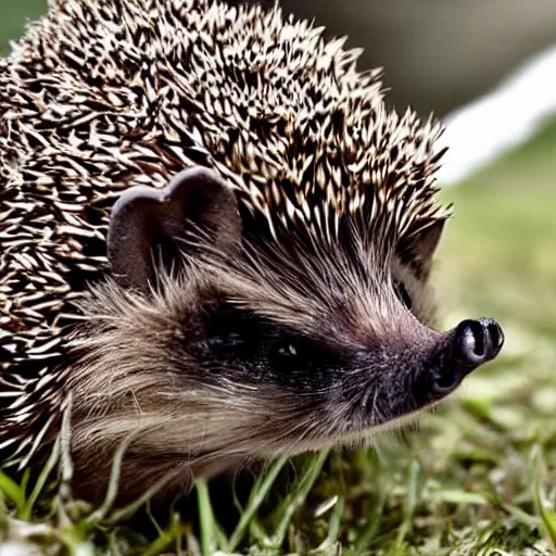 Image similar to still image of a hedgehog wearing body armor, hedgehog soldier, the hedgehog is holding a rifle, photo