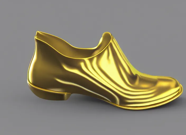 Image similar to shoe in the shape salvador dali, 3 d rendering, studio light