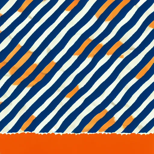 Image similar to textile pattern orange diagonal stripes with thin blue and white lines, high quality 2d