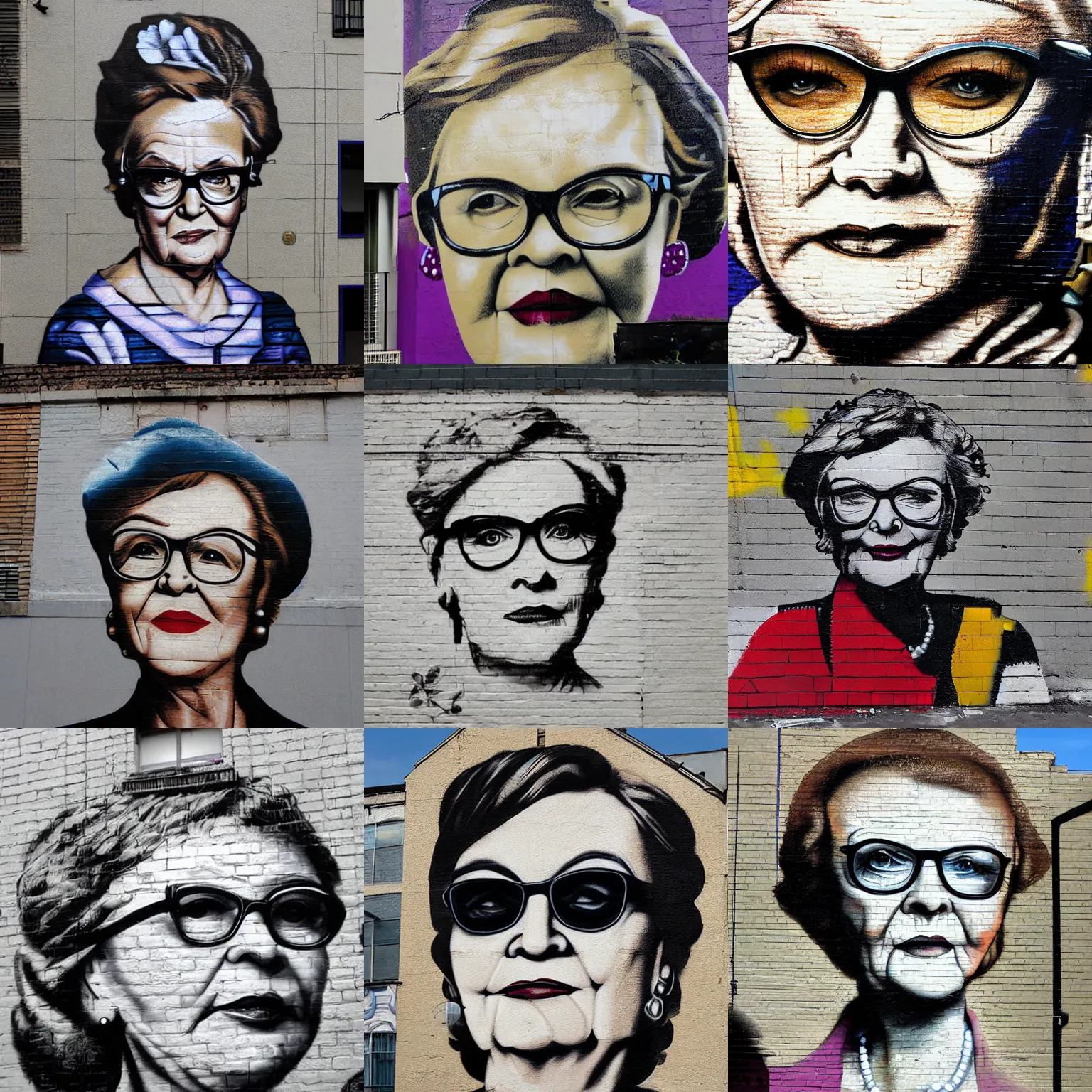 Prompt: street mural of a helen zille by bansky, high detail, photograph
