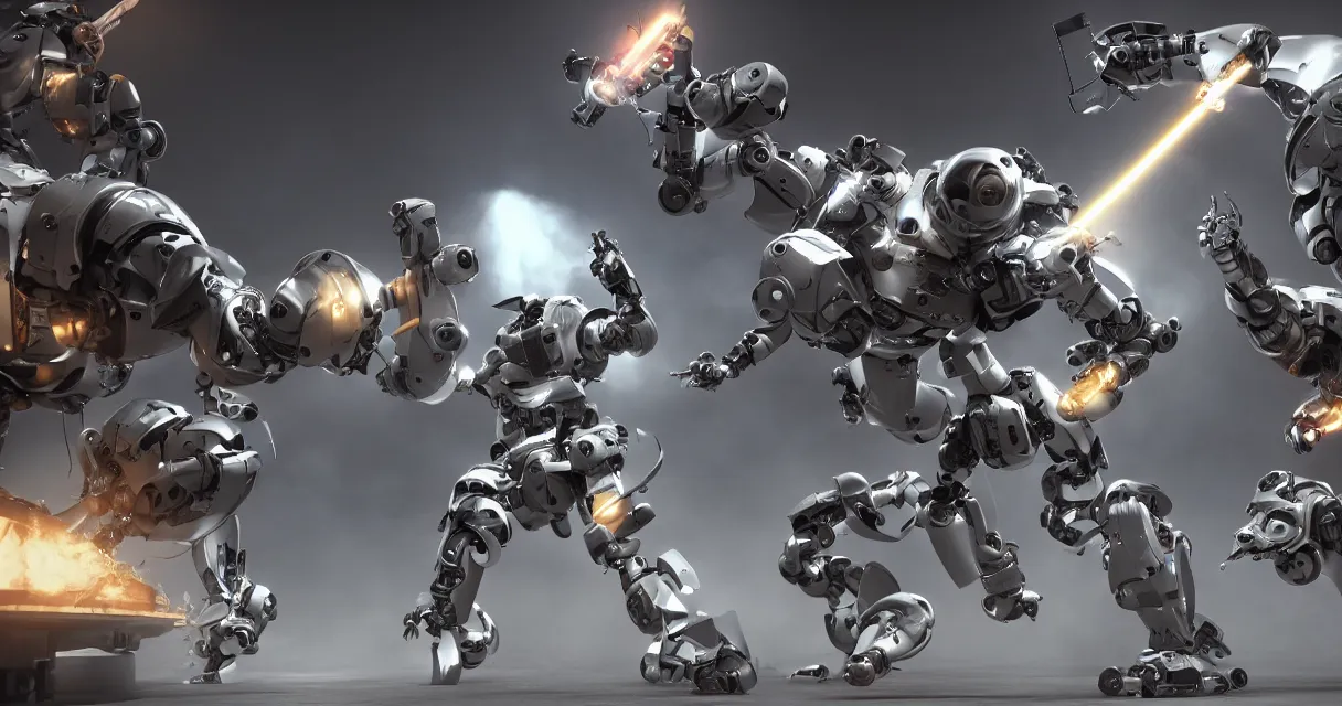 Image similar to robot fight, drama, high quality, vray, cg, crazy, space