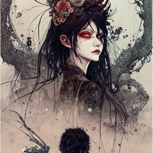 Prompt: portrait painted in ian mcque style drawn by vania zouravliov and takato yamamoto, inspired by voodoo, intricate acrylic gouache painting, high detail, sharp high detail, artstation