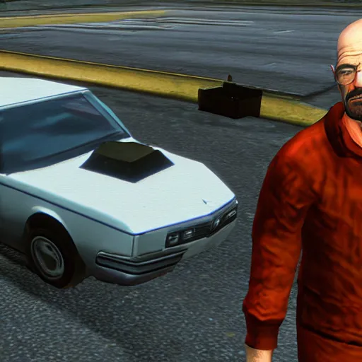 Image similar to walter white in gta, ps 1 screenshot