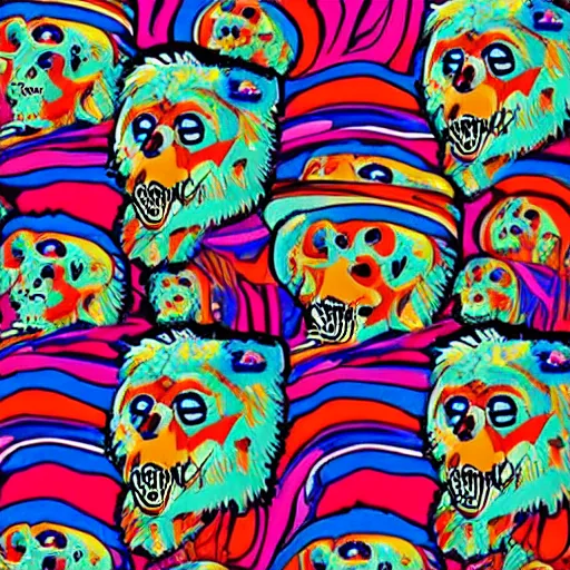 Prompt: Grateful Dead dancing bears, psychedelic art