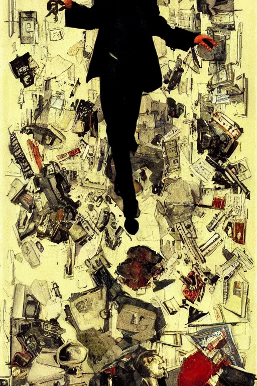 Image similar to Neo from Matrix painted by Norman Rockwell