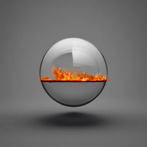 Image similar to fire and haze inside a transparent sphere, vray