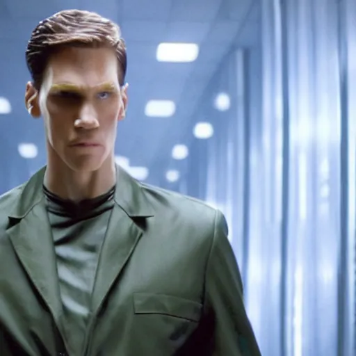 Image similar to Live Action Still of Jerma in The Matrix, real life, hyperrealistic, ultra realistic, realistic, highly detailed, epic, HD quality, 8k resolution, body and headshot, film still