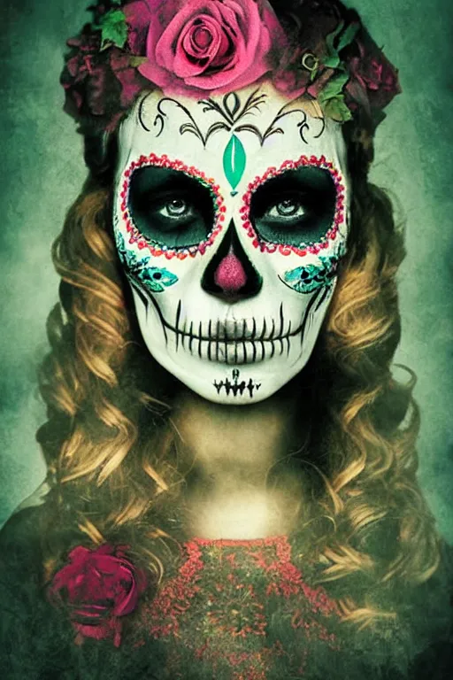 Image similar to Illustration of a sugar skull day of the dead girl, art by Mikko Lagerstedt