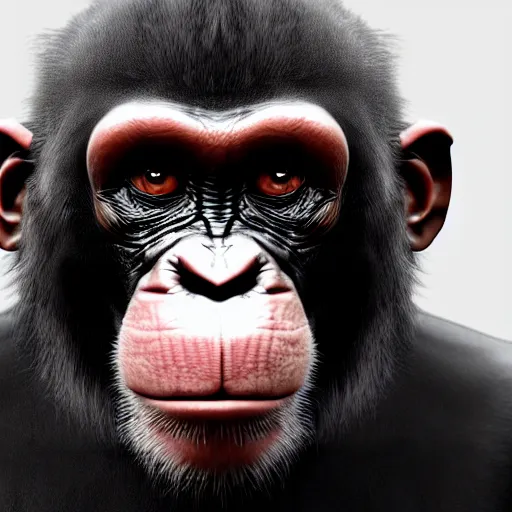 Image similar to a high detail shot of a chimp wearing a suit, smoking, unreal engine