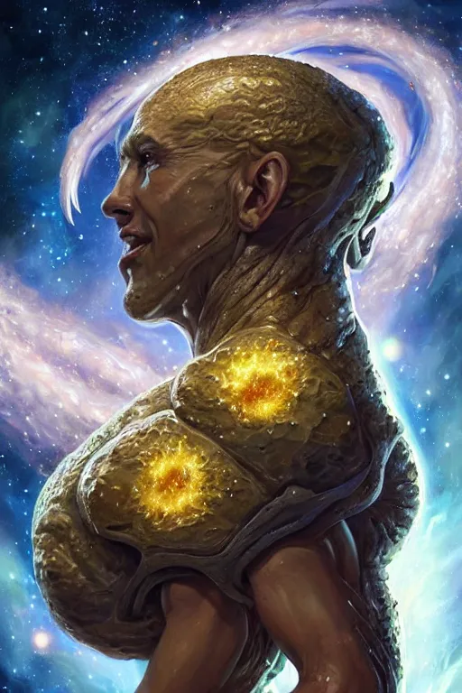 Image similar to beautiful oil painting with high detail of a wise Space ent(((Melting))) made of stars and plasma, hybrid from dungeons and dragons and art direction by James Cameron ;by artgerm; wayne reynolds art station; cinematic quality character render; low angle; ultra high quality model; production quality cinema model