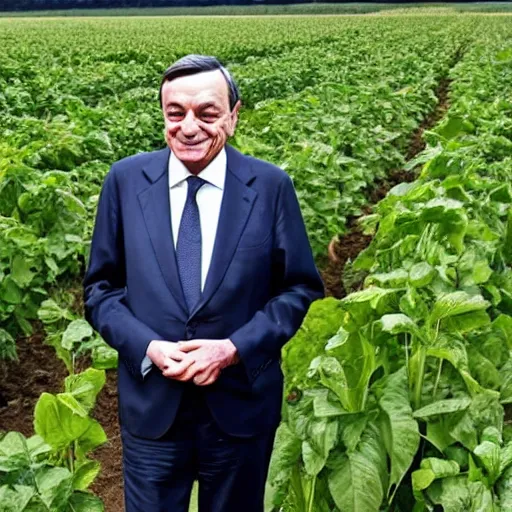 Prompt: Mario Draghi becomes a mais farmer