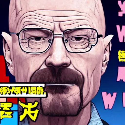 Image similar to Walter White wasting all his money simping for an Anime Vtuber, dire, eerie, surrealist