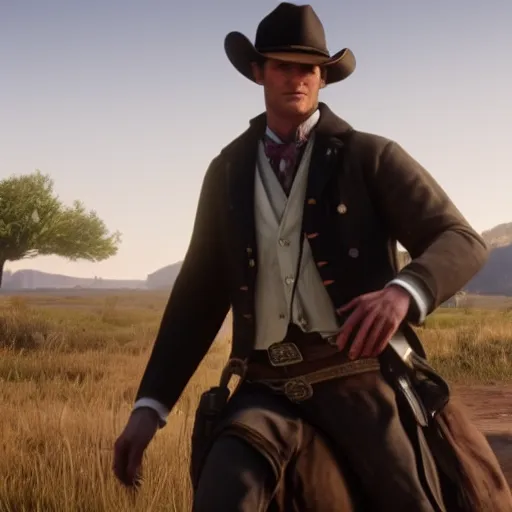 Image similar to Film still of Matt Smith, from Red Dead Redemption 2 (2018 video game)