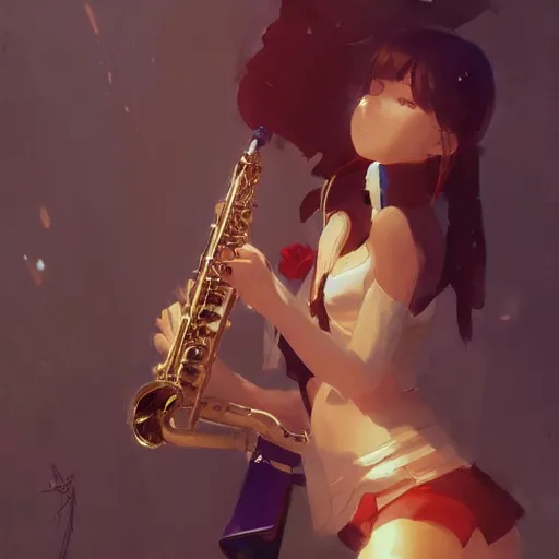 An anime boy playing jazz on a saxophone on Craiyon