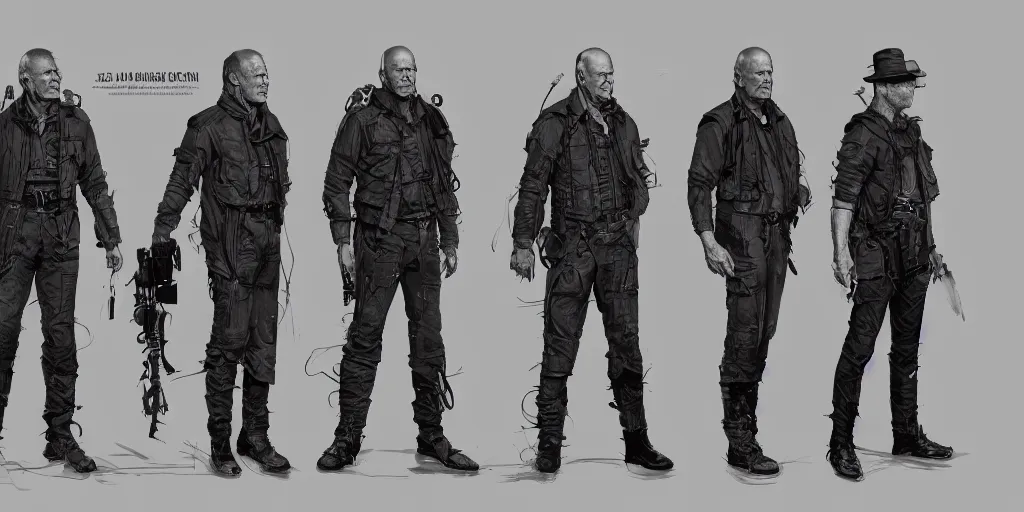 Prompt: bruce willis, john mclane, character sheet, concept design, contrast, kim jung gi, greg rutkowski, zabrocki, karlkka, jayison devadas, trending on artstation, 8 k, ultra wide angle, pincushion lens effect