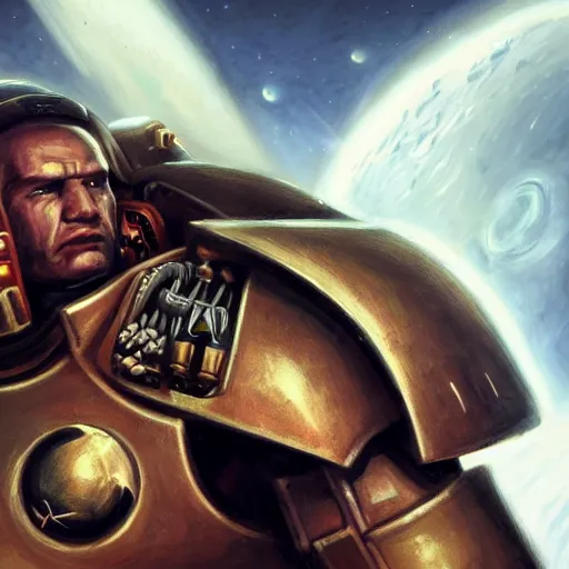 Image similar to portrait of space marine, realistic, artstation