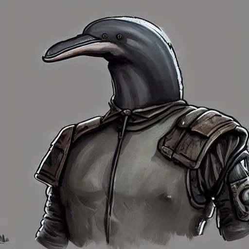 Image similar to A dolphin dressed like in Mad Max in the style of a DnD character portrait, concept art