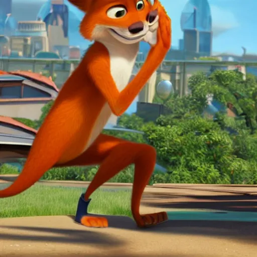 Image similar to nick wilde from zootopia, pixar style