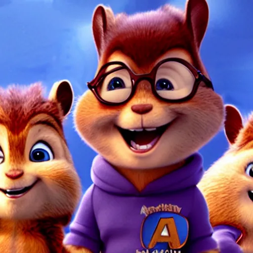 Image similar to Alvin and the chipmunks movie staring Chris Pratt