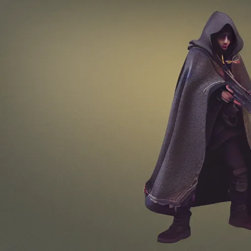 Image similar to a dark cloak with a pistol sticking out, 4 k, photorealistic