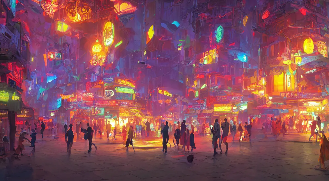 Image similar to bazaar zouk oriantal multicolorful sky shine place mosquet painting stylized digital video game icon global illumination ray tracing 8 k hd resolution, by ilya kuvshinov and cushart krentz and gilleard james