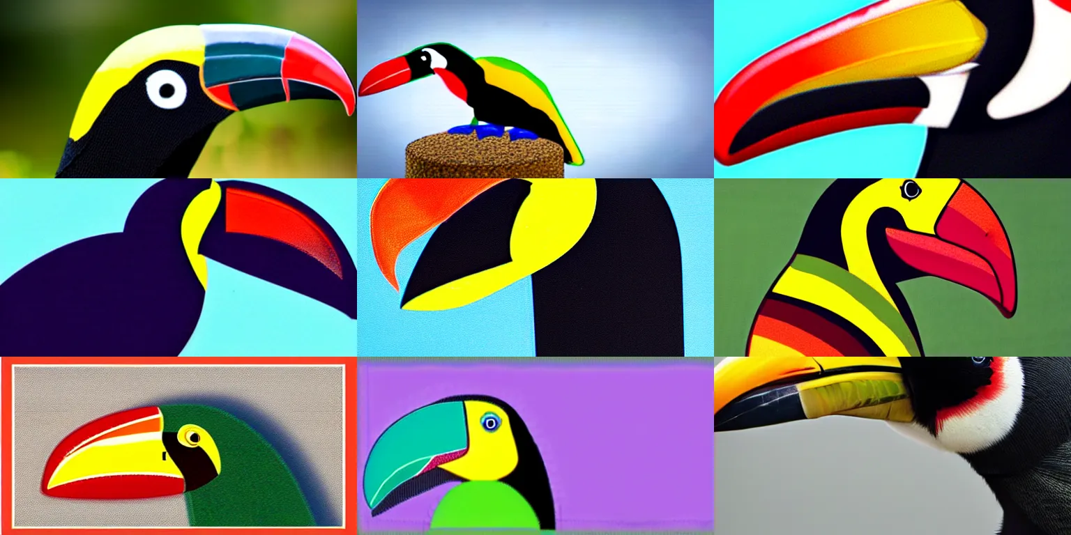 Prompt: a toucan wearing an exotic hat