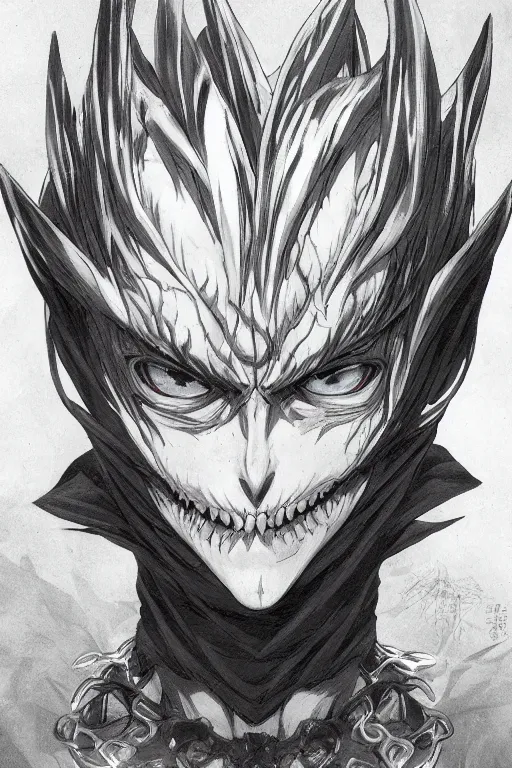 Prompt: demon necromancer , short hair, made by Yusuke Murata, Tomohiro Shimoguchi, Takeshi Obata, Tite Kubo, ArtStation, CGSociety, direct gaze, beautiful face, perfect composition body, symmetrical face,symmetrical eyes, pencil art on paper