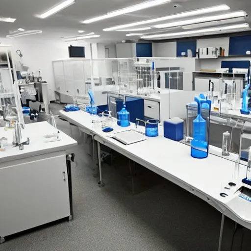 Image similar to a very modern laboratory after a failed experiment