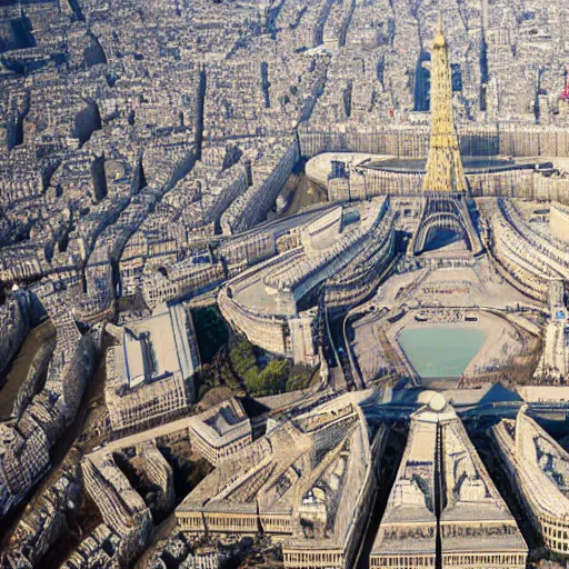 Prompt: pyramids of paris, aerial photography, nikon