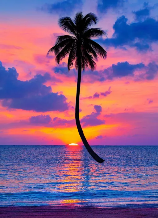 Prompt: tropical heaven, bright gradient sunset