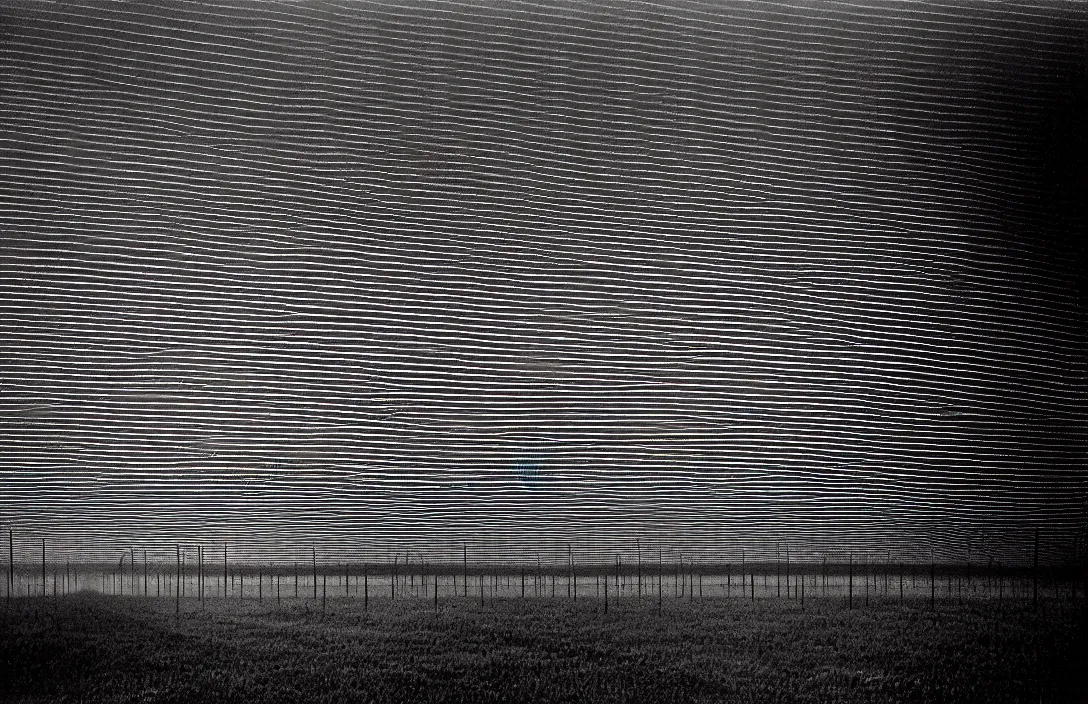 Image similar to horizontal lines suggest a feeling of rest or repose because objects parallel to the earth are at rest the architecture creates a powerful sense of linear and atmospheric perspective habitat intact flawless ambrotype from 4 k criterion collection remastered cinematography gory horror film, ominous lighting, evil theme wow photo realistic postprocessing divisionism dorothea lange photography