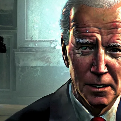 Prompt: portrait of joe biden in last of us, in game graphic, ps 5 gameplay, screenshot, high quality