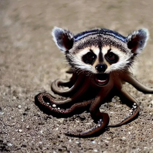 Image similar to photo of an octopus that looks like a raccoon