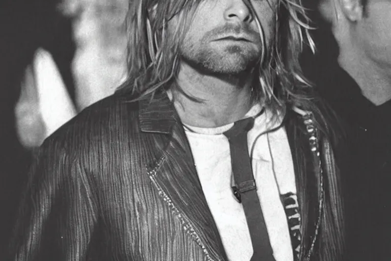 Image similar to kurt cobain wearing a suit of knight\'s armor