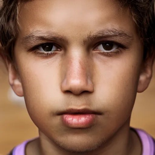 Prompt: close up face male portrait 10 years old