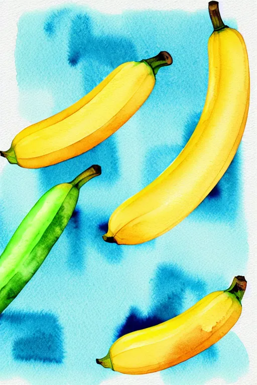 Prompt: minimalist watercolor art of a bananas, illustration, vector art