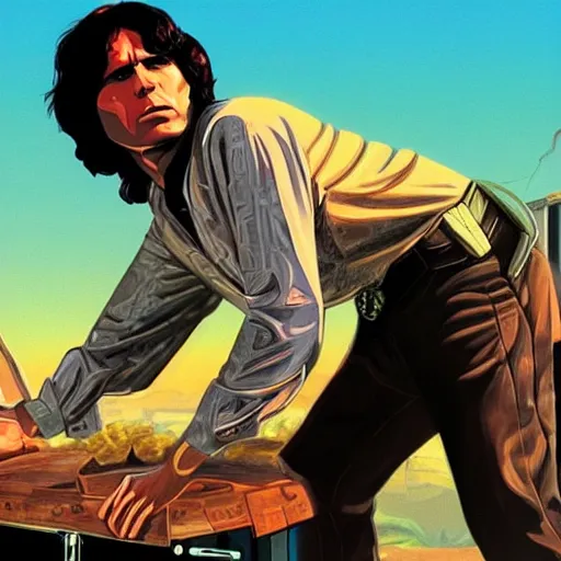 Image similar to Jim Morrison as a GTA loading screen