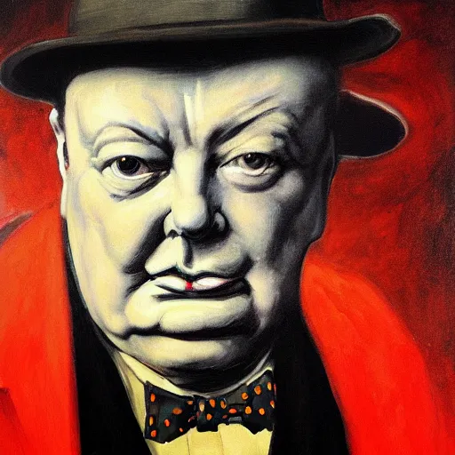 Prompt: mysterious portrait of winston churchill emerging from the dark void eating burger, face partially melting like glitching out LSD effect, figure in the darkness of renaissance, serving big macs, Francisco Goya, painted by John Singer Sargant, Adrian Ghenie, style of Francis Bacon, highly detailed, 8k, trending on artstation