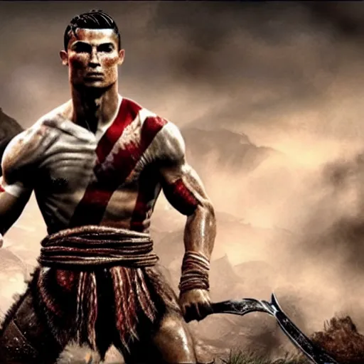 Image similar to cristiano ronaldo in the God of War game